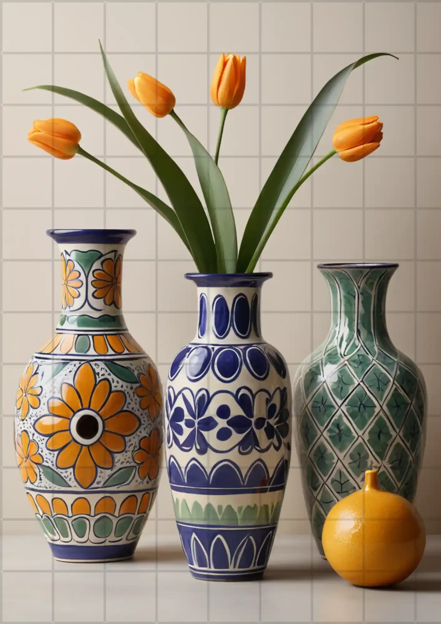 Mexican talavera pottery vases 002