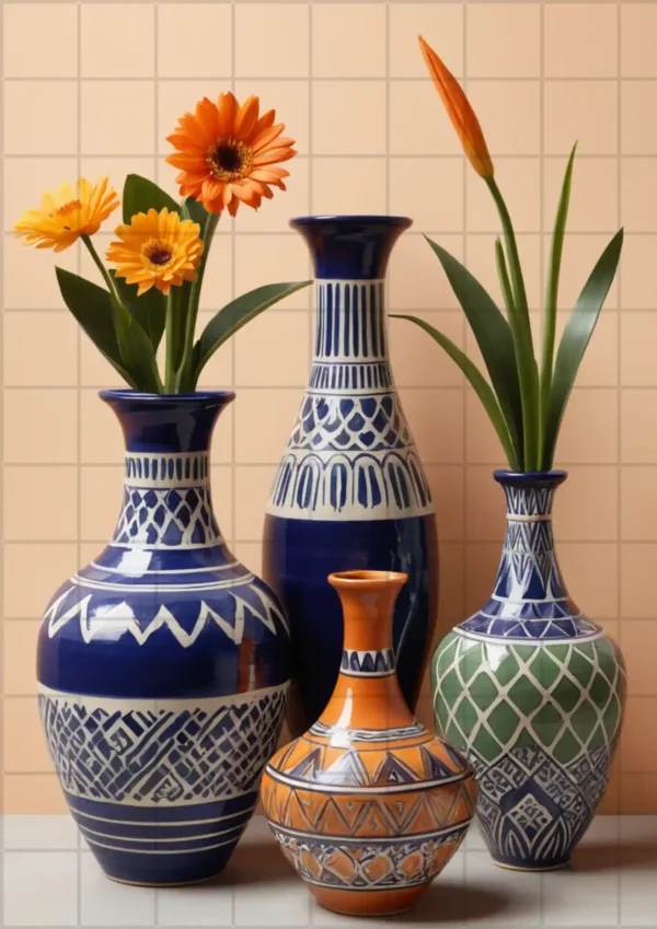 Mexican Talavera Pottery Vases 003