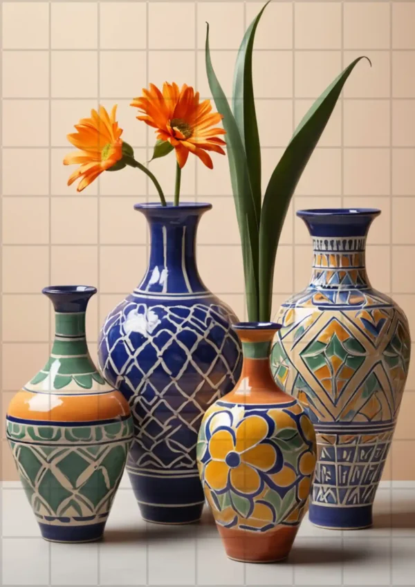 Mexican Talavera Pottery Vases 004